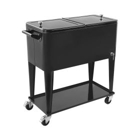 VEVOR 80 Quart Rolling Ice Chest, Holds up to 50 Bottles / 110 Cans, Portable Patio Party Bar Drink Cooler Cart with Bottom Shelf