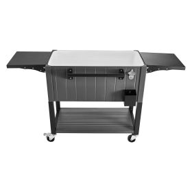 VEVOR 80QT Rolling Ice Chest, Holds up to 50 Bottles / 110 Cans, Portable Patio Party Bar Drink Cooler Cart with Bottom Shelf & Foldable Side She