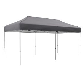9.6' x 19.2' Easy Up Canopy Tent, Adjustable Height, Wheeled Carry Bag, Gray