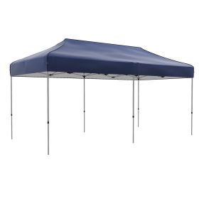 10' x 20' Easy Up Canopy Tent, Dark Blue, Adjustable Height, with Wheeled Carry Bag for Outdoor Events