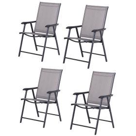 4-piece Patio Folding Chairs, Set with a Simple & Breathable Mesh, Dining Chair with Armrests, for Garden Yard, Camping