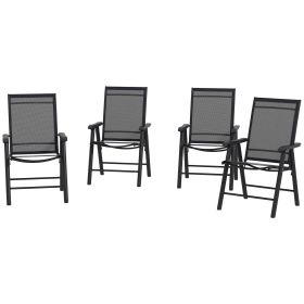 4-Pack Black Folding Chairs Stackable Patio Dining Versatile Seating