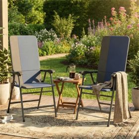 Folding chair, terrace chair set of two, armchair, camping chair, Dark Blue