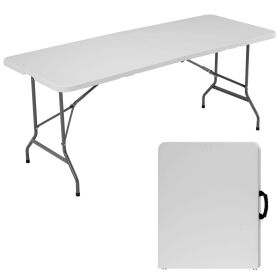 Heavy Duty Folding Table Indoor Outdoor, Portable Camping Table, White
