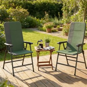 Folding chair, terrace chair set of two, armchair, camping chair,  Dark Green