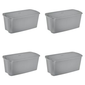 50 Gallon Tote Box Plastic, Gray, Set of 4