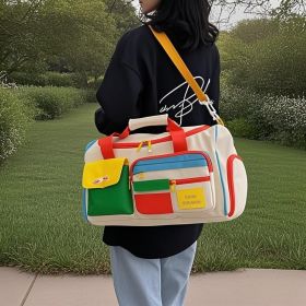 Contrasting Crossbody Sports Fitness Bag - Large Capacity, Fashion Travel Bag for Men and Women, Ideal for Short Trips