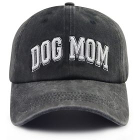 Dog Lover Baseball Cap Dog Mom Hats For Women, Adjustable Embroidered Wash Cotton Baseball Cap (Option: Black)