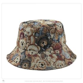 Cute Bear Jacquard Flat Bucket Hat Children Summer Fashion All-matching Sun-proof Bucket Hat (Option: Bear Jacquard)