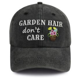 Garden Hair Hat For Men Women, Adjustable Embroidered Wash Cotton Baseball Cap (Option: Black)
