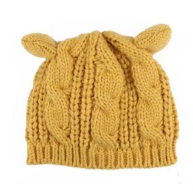 Autumn Winter Cat Ear Knit Beanie (Option: Yellow)