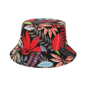 European And American New Printing Bucket Hat Women's Spring And Summer Canvas Hat Travel Beach Double-sided Wear Bucket Hat Generation Hair (Option: Red-M)