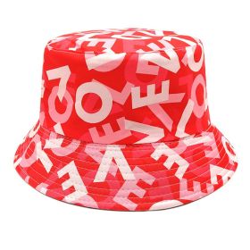 Valentine's Day Heart Printing Bucket Hat Foreign Trade Casual Double-sided Wear (Option: Red-M)