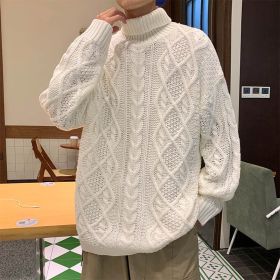 Japanese-style Retro Green Jacquard Turtleneck Sweater (Option: Apricot-S)