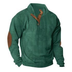 Corduroy Casual Stand Collar Long-sleeved Sweater (Option: Fruit Green-S)
