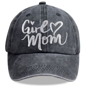 Girl Mom Hats For Women, Adjustable Embroidered Wash Cotton Baseball Cap (Option: Black)