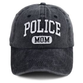 Proud Police Mama Baseball Cap Gifts, Adjustable Embroidered Wash Cotton Baseball Cap (Option: Black)
