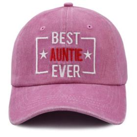 Best Auntle Ever Birthday Gifts For Women, Adjustable Embroidered Wash Cotton Baseball Cap (Option: Pink)