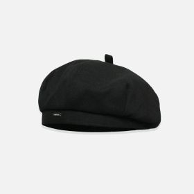 Big Head Circumference Makes Face Look Smaller Beret Winter All-matching Painter Cap (Option: MM970 Black-Free Size)