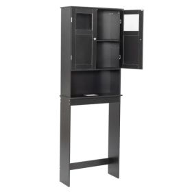 Black MDF (Medium-Density Fiberboard) With Paint Finish, 60*22*170cm, Double Door Toilet Cabinet (Option: Defaulttitle)