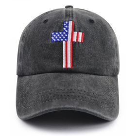 2pcs Christian American Flag Cross Baseball Cap Adjustable Embroidered Jesus Hat Patriotic Religious Gift For Men Women (Option: 1pcs)