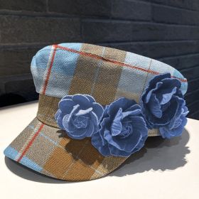 Elegant Checkered Lady's Hat (Option: Blue)