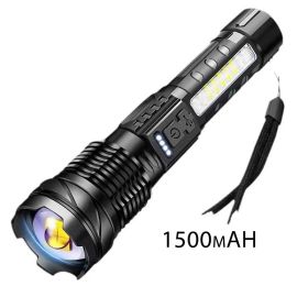 Tactical Flashlight - Military-Grade Aluminum Alloy & ABS, Zoomable Beam with 5 Modes for Camping, Hiking & Emergency Use (Battery capacity: 1500 mAh)