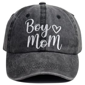 Boy Mom Ponytail Hat For Women, Mothers Day Birthday Mama Gifts, Adjustable Embroidered Cotton Ponytail Baseball Cap (Option: Grey)