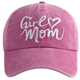 Girl Mom Hats Mothers Birthday Gifts For Women, Adjustable Embroidered Wash Cotton Baseball Cap (Option: Pink)